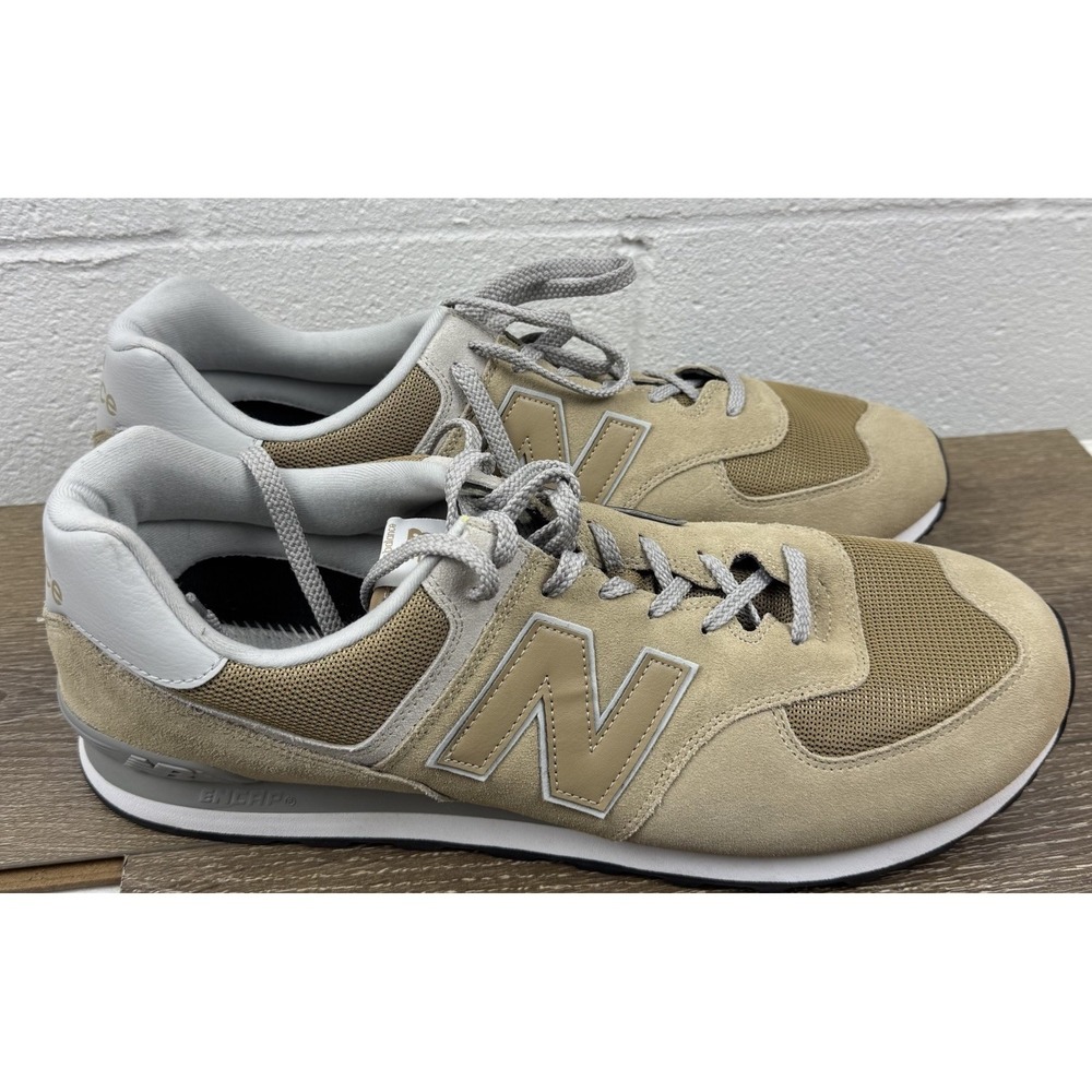 New Balance 574 Men's Shoes Sneakers ML574EBE Beige Tan Sz 18‎ 2E *No Insoles*
